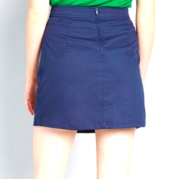 😽Modcloth Navy Button Front A Line Skirt Navy look cover mini nautical wear ❤️ - Picture 2 of 6